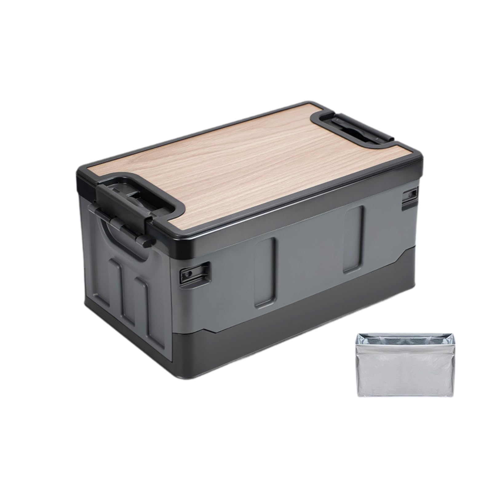 Platzsparend Campingbox mit Deckel | Stabile rechteckige Konstruktion, Aufbewahrungsbox mit Deckel, Campingbox Holzdeckel, für Outdoor, Wasserdichte Tasche