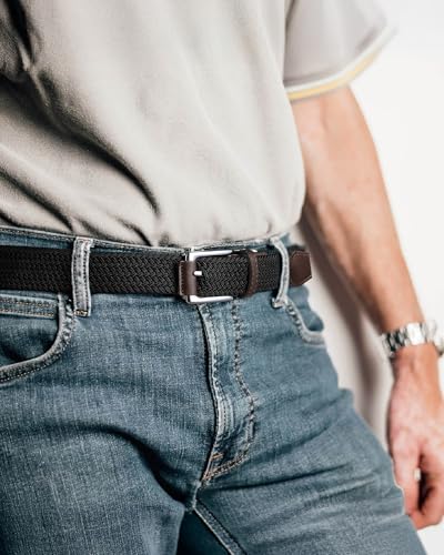 Image of CHAOREN Mens Stretch Belt - 1 3 /8 inch Elastic Braided Golf Belt for Men - Stretchy Web Fit Summer Casual Jeans