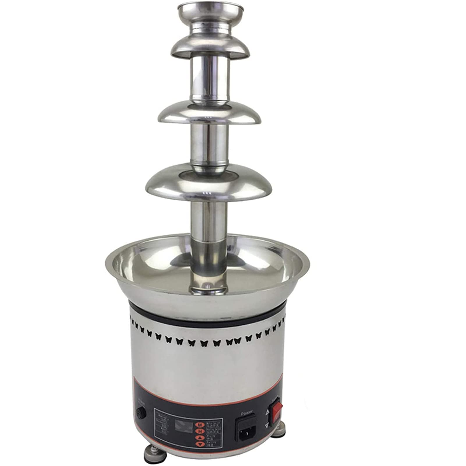 TECHTONGDA 4 Tier Electric Chocolate Fondue Fountain Machine, 6.6lb Capacity Chocolate Fountain for Parties, Stainless Steel Electric Melting Machine, 110V Hot Chocolate Fondue with Digital Control