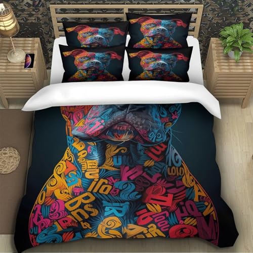 Housse de couette Pitbull 3D 140x200 en microfibre graffiti - 5