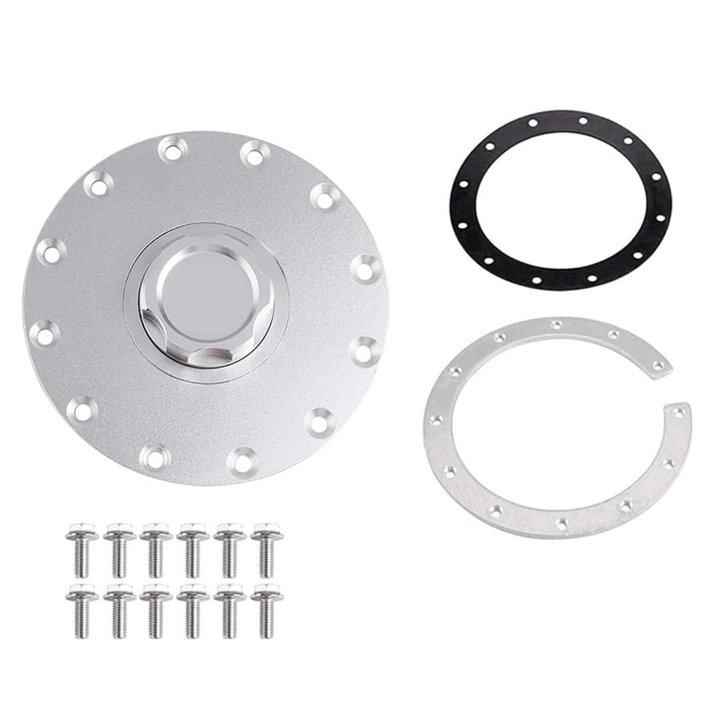 Tapa de celda de combustible de aluminio Billet BARTOO con 12 orificios para pernos, tapón de celda y junta, tapa de combustible de fácil llenado.