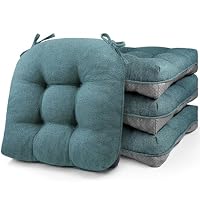 Set di 4 cuscini per sedie da pranzo, in memory foam, con laccetti e retro antiscivolo, cuscini trapuntati per sedie da pranzo, 40 x 40 x 10 cm, marrone