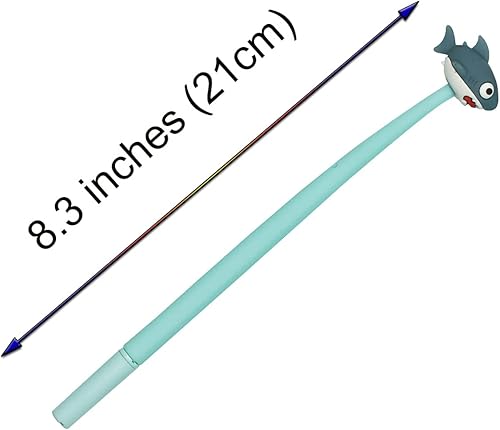 Miniatura 3 de 8 bolígrafos de tiburón, bolígrafos de gel novedosos con dibujos animados, de goma suave, de 0.020 in, tinta negra para escuela, hogar, oficina,