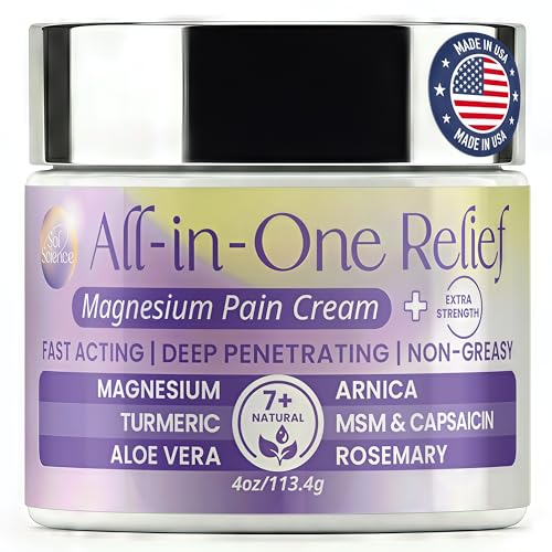 PURPLE CANYON All in One Magnesium Pain Cream – Natural Pain Relief Cream with Arnica, MSM & Capsaicin for Muscle & Joint Support – Fast-Absorbing, Non-Greasy Formula with Aloe Vera & Turmeric