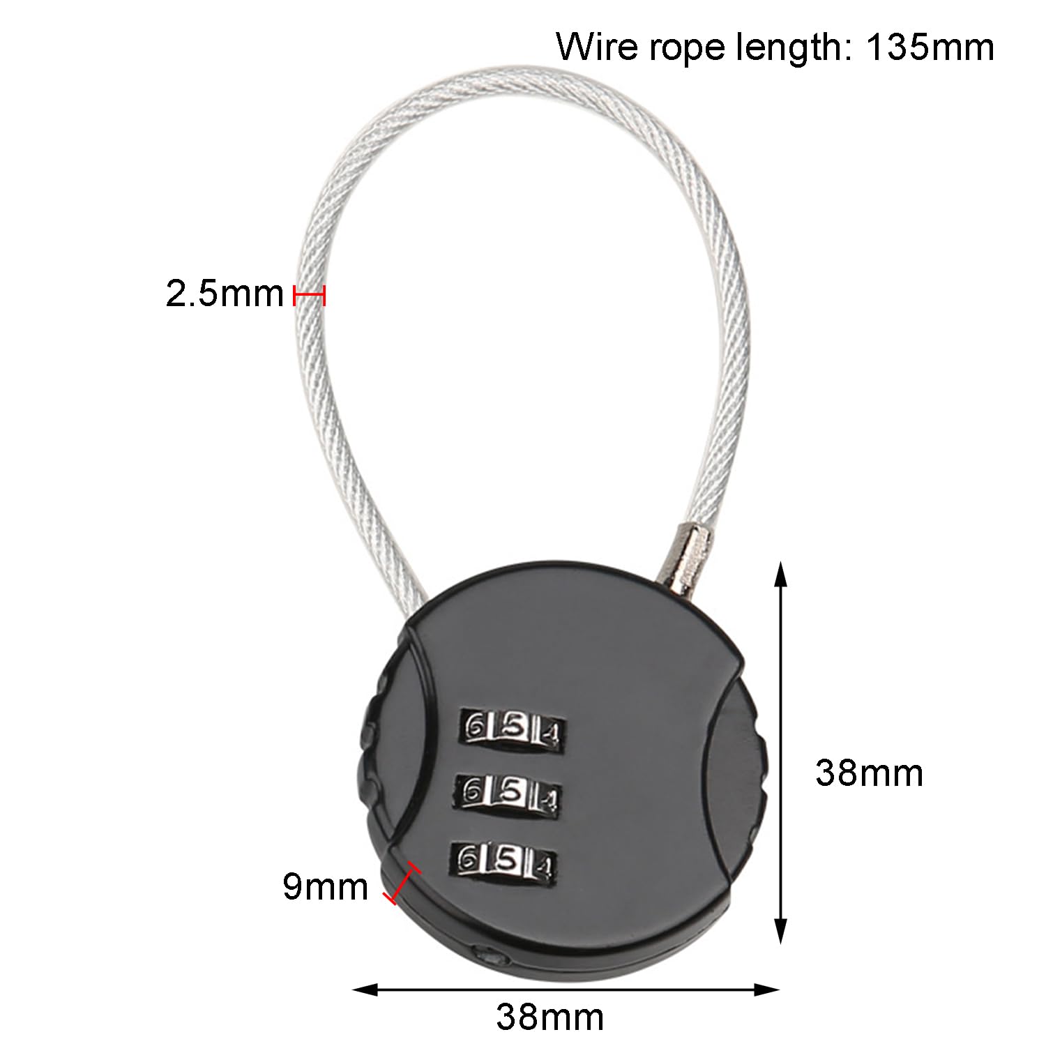 JDXun Luggage Padlocks, 3 Digit Combination Lock, Resettable Code Padlock for Travel Luggage, Padlocks Locker with Cable for Gym, Locker, Suitcase (Black) 4