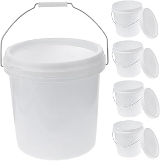 USHOBE 5pcs Gallon Bucket with Lid Wash Bucket for Car Detailing Camping Water Container Camping Pails Car Washing Tub Painting Brush Washer Water Bucket for Dormitory Beach Sand Bucket