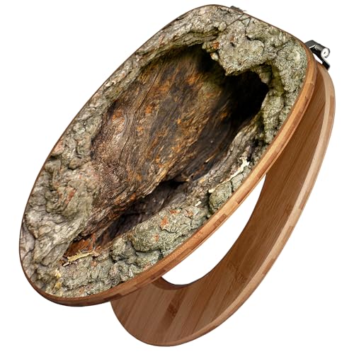 banjado Design WC Sitz Bambus 45x37,5cm - Toilettendeckel - Toilettensitz Bambus - hochwertiger Klodeckel - WC-Sitz Universal für alle gängigen Toiletten - Motiv Altes Herz