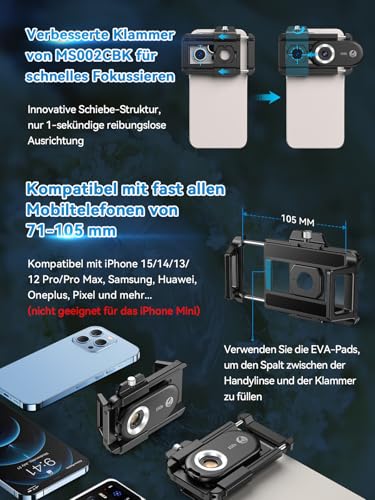 APEXEL 150X Mini-mikroskop für Smartphone-Kamera,Handy mikroskop für Smartphone,Explore Micworld with Smartphone Microscope