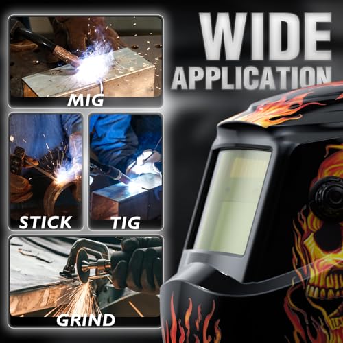 Image of YESWELDER Auto Darkening Welding Helmet, Blue Light Blocking, 1 /1 /1 /1 True Color Solar Powered Welding Hood with 2 Arc Sensors, Wide Shade 3.5 /9-13 Welder Mask for TIG MIG ARC and Grind