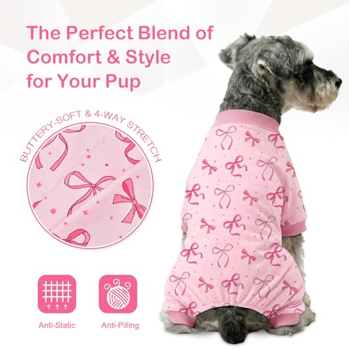 Pyjama pour chien de taille moyenne rose doux extensible - 4