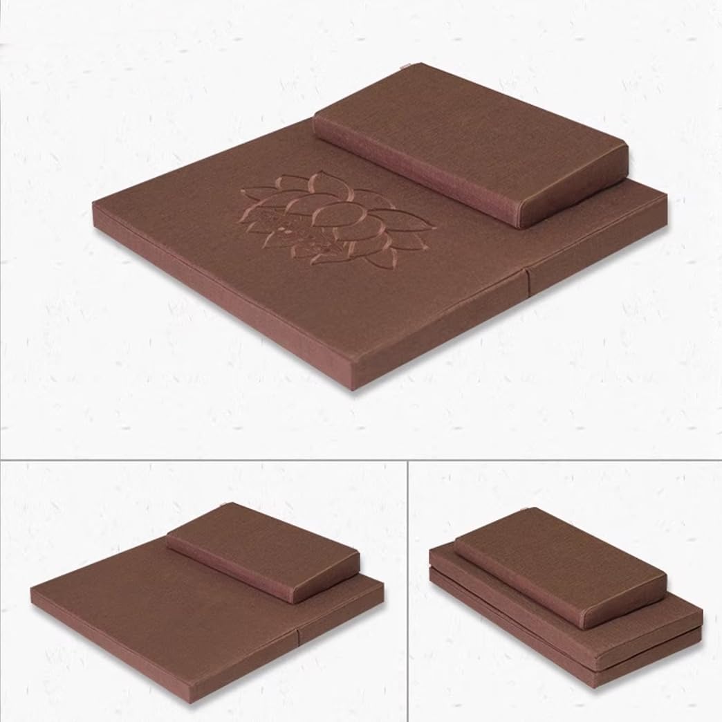 Cojín de meditación plegable portátil de alta calidad, funda de lino y algodón lavable, cierre de cremallera, almohada de asiento para yoga, 70 cm, tapete de meditación gris para mayor comodidad y