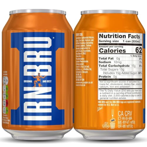 Image of IRN BRU Carbonated Flavored Soft Drink, 67.2 Fluid Ounces (Pack Of 6)