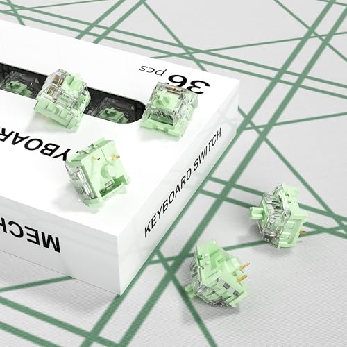 Image of ZhouWang Jasmine Green Switch,3 Pin Replacement Pre-Lubricated Dustproof Clicky Keyboards Switch,Suitable clickers for 3D Prints and MX Mechanical Keyboard(108Pcs)