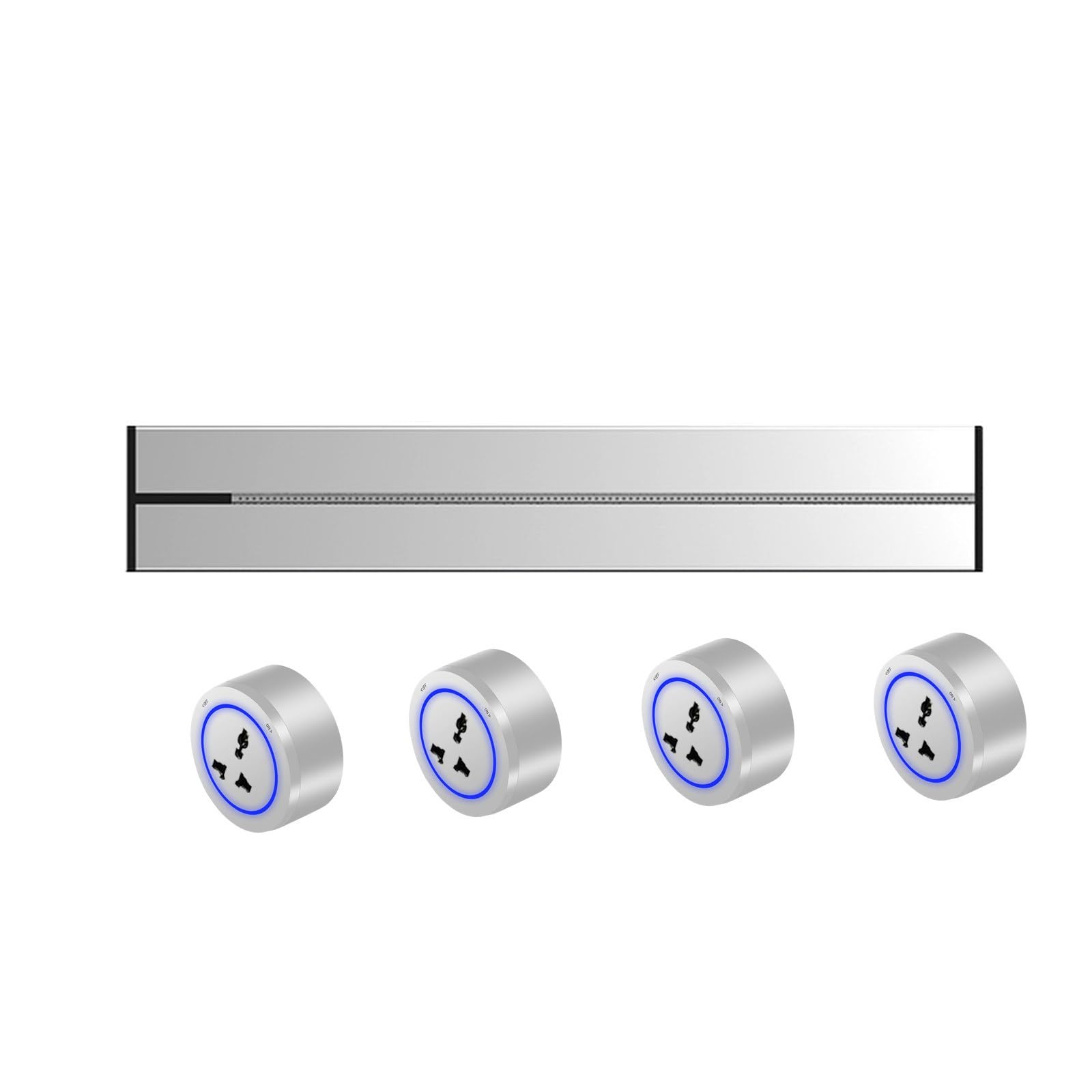 Power Strips Wall-Mounted Removable Power Sliding Track Socket, Anti-Shock, Detachable Supply(Silver,0.5M)