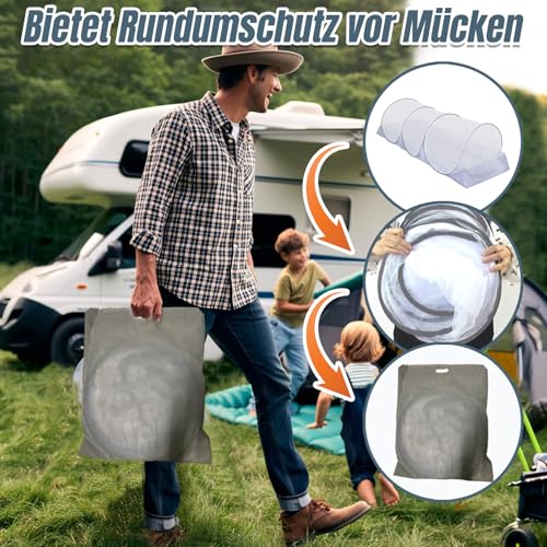 REDKNOT Faltbares Moskitonetz 190x 90x 90cm Pop-up Faltbares Moskitonetz Schnell und Tragbar Campingzelt Verdicktes Bettzelt mit Reißverschluss für Bett, Etagenbetten, Reisen, Outdoor Campin, Hotels