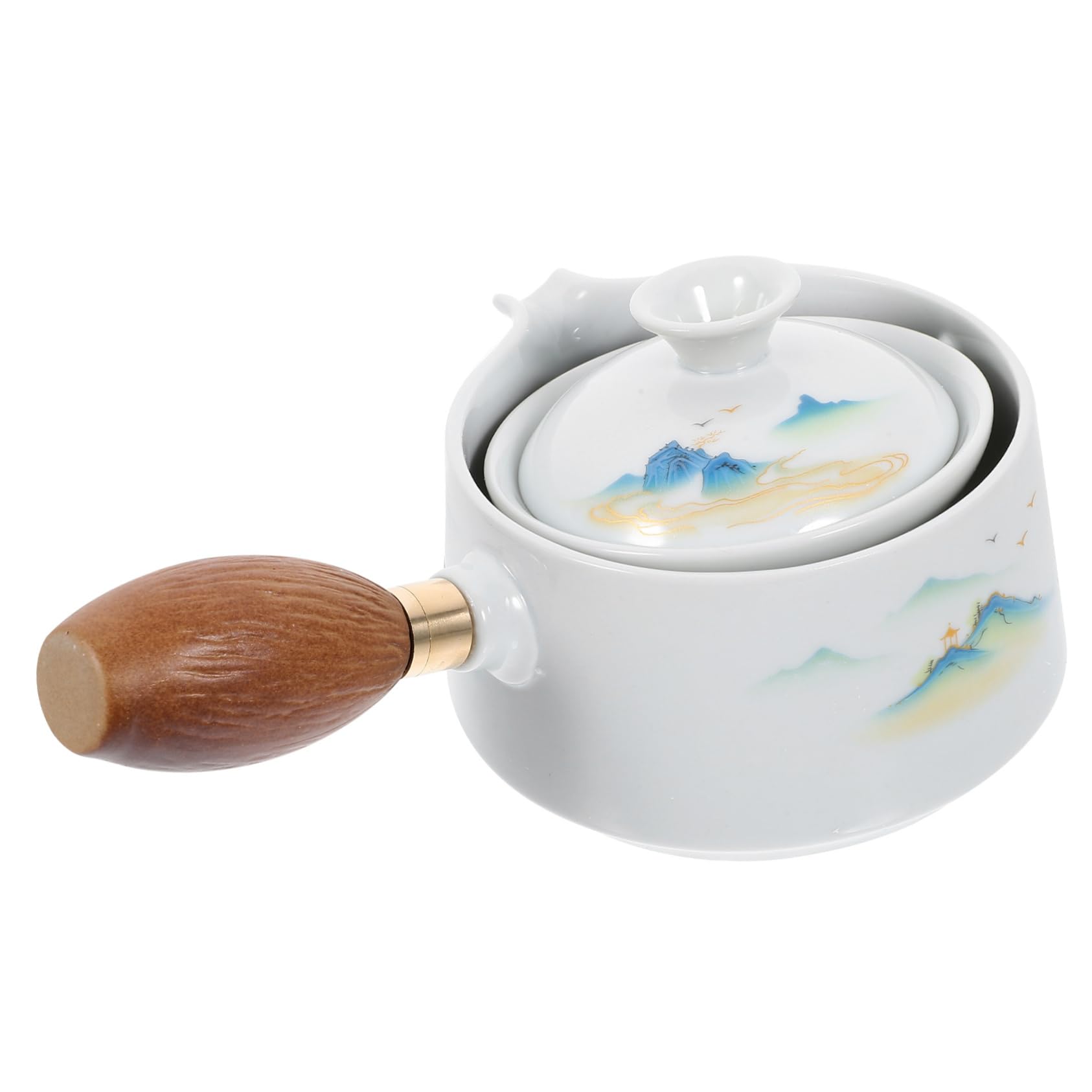 Zerodeko 2pièces Théière Céramique à Rotation Avec Poignée Latérale Pot à Thé Pratique Pour Infusion De Thé Vrac Design Élégant Et Pour Maison Et Bureau