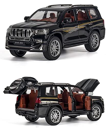 Image of Metal Pull Back Diecast Car SUV 1:24 Big Land Cruiser Prado Pull Back Car Model with Sound Light Boys Gifts Toys for Kids【Pack of 1】,multicolor