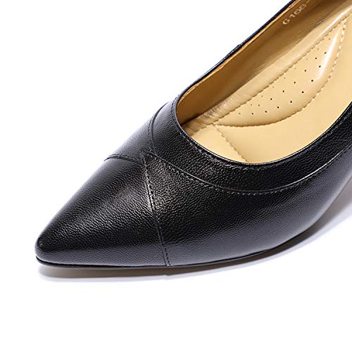 Mona flying Leather Mid Kitten Pumps Elegant Women Slip On Classic Comfortable Elegant Handmade Work Shoes - Image 6