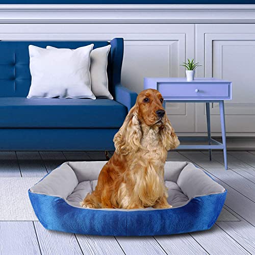 Image of PetLux Rectangle Pet Dog Bed Washable Sofa Bed with Soft Cotton Fillers and Non-Slip Bottom, Multiple Size for Dog & Cat. (M)