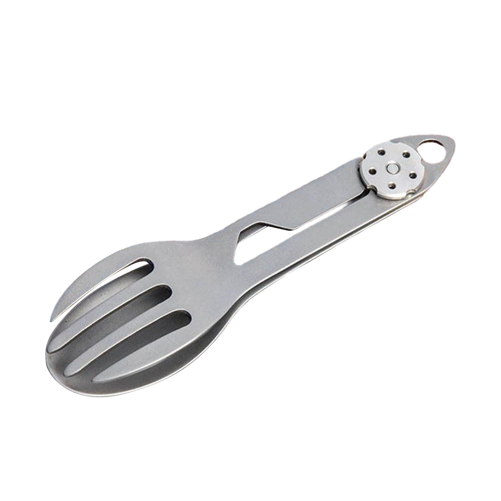 Titanium Rotating Spork – 2 w 1 sk?adana ?y?ka i widelec piknik, naczynia kempingowe do grillowania, w?drówek, pikników, podró?y, aktywno?ci ?wie?ym powietrzu