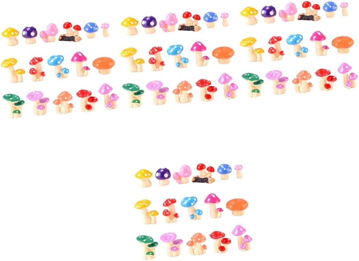 SUPVOX 64pcs Miniature Mushroom Decor for Cake Garden Resin Mushroom Figurines for Crafts Accessories Decoration