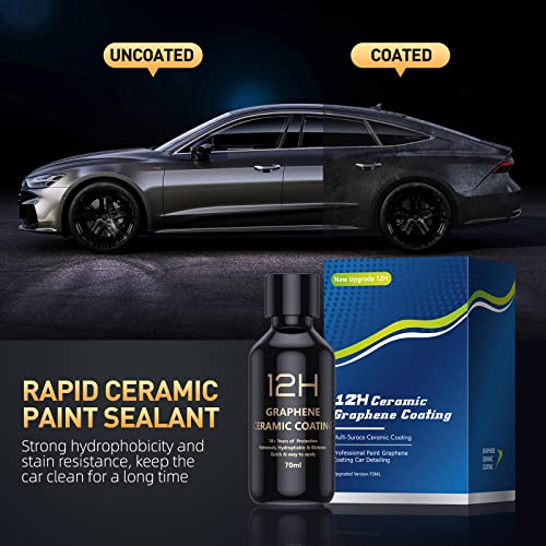 𝟏𝟐𝐇 𝐀𝐝𝐯𝐚𝐧𝐜𝐞𝐝 𝗚𝗿𝗮𝗽𝗵𝗲𝗻𝗲 Ceramic Coating For Cars (70Ml) - Car Detailing Kit, 10+ Years Of Long Lasting Protection, Apply After Car Wash & Paint Correction, Ultra High Gloss #TOP5