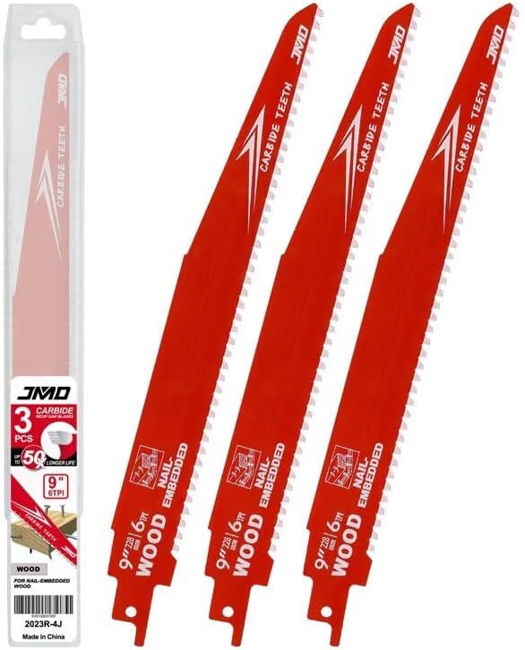 3Pcs/1Set 228mm 6TPI Wood Pruning Saw High Carbon Steel Reciprocating Saw Blades Applicable To Wood And PVC Pipe Cutting