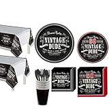 Party City Vintage Dude 50th Birthday Party Kit for 16 Guests, 167 Pieces, Includes Plates, Napkins, and Decorations