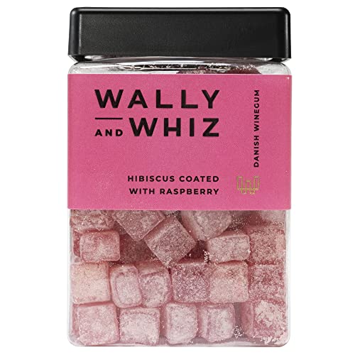 Wally and Whiz - Dänische Gourmet Weingummis - Hibiskus und Himbeer Geschmack - Süßigkeiten Fruchtgummis - Tolles Geschenk - Vegane Glutenfrei und Allergenfrei - Natürliche Aromen und Farben 240g Cover