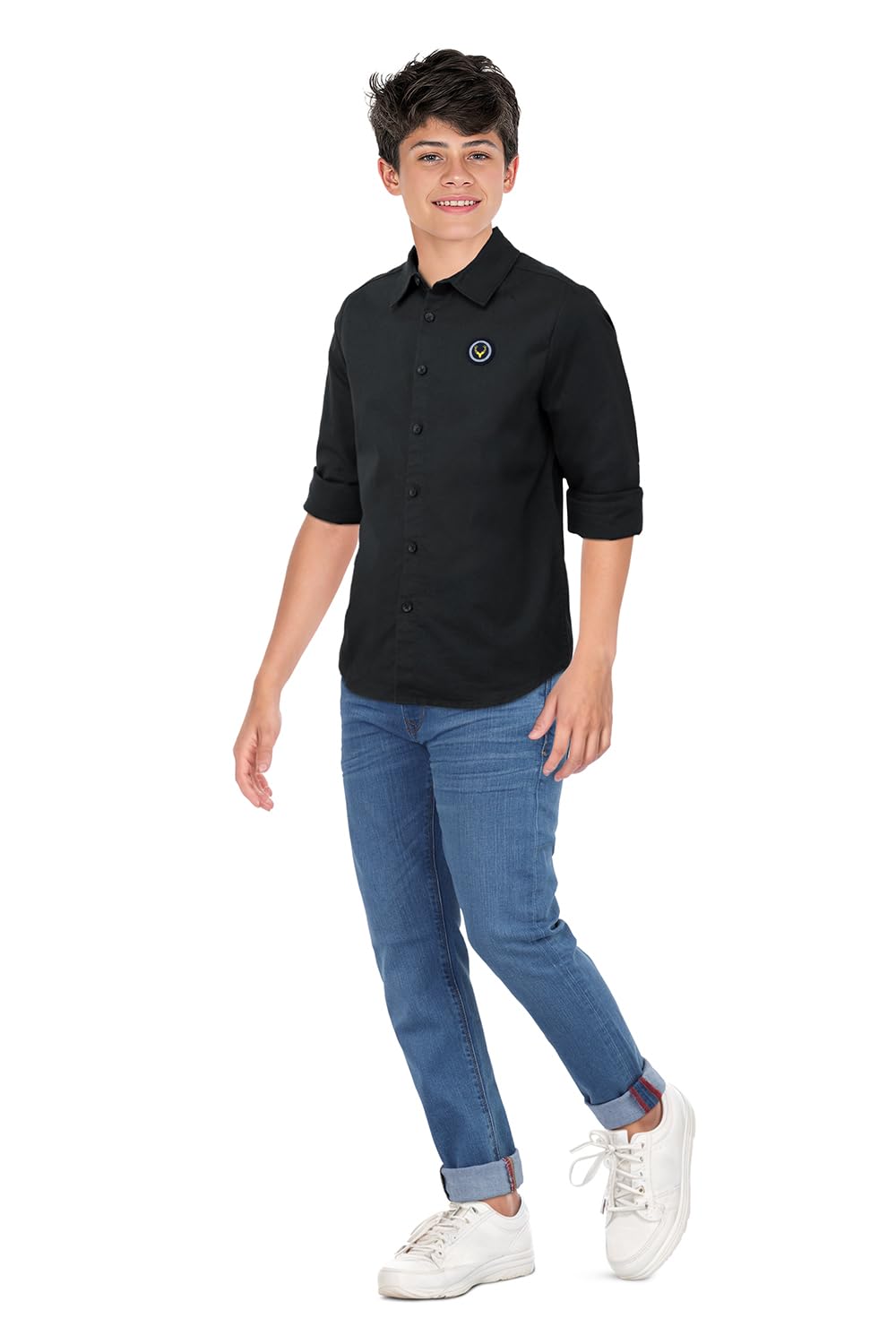 Allen Solly Boy's Regular Fit Shirt (ABSFCRGBW85311_Black - Image 5 thumbnail