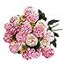 KIRIFLY Artificial Flowers Fake Mini Hydrangea Bulk Wedding Decoration Silk Bouquet Peony Decor Plastic Flower Arrangements Table Centerpieces 3 Packs (Blush)
