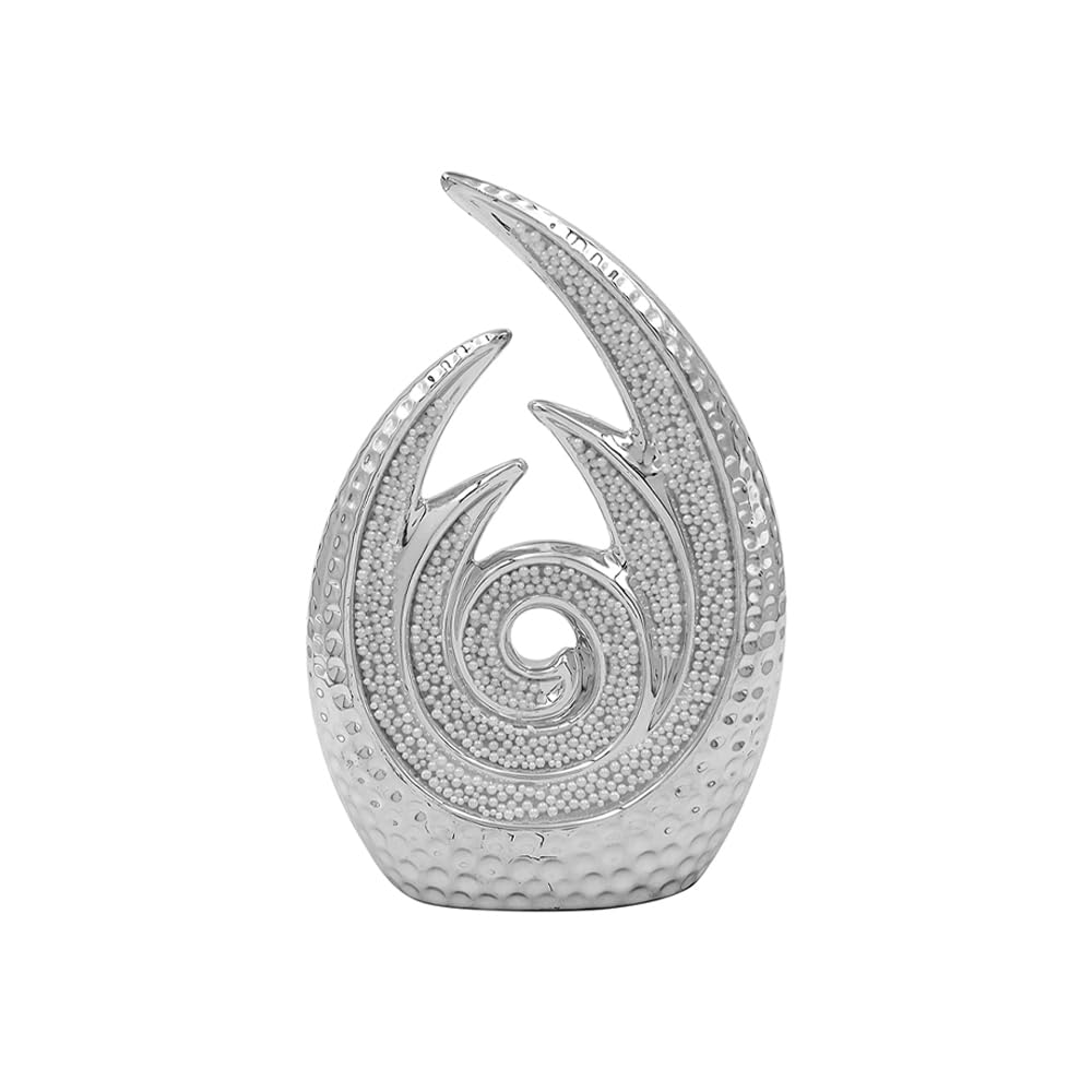 Elegant Modern Silver Abstract Art Sculpture - Minimalist Ceramic Decoration Ornament for Living Room, Bedroom, Office, Shelves, Coffee Table Decor (Small Sculpture) โ image 1