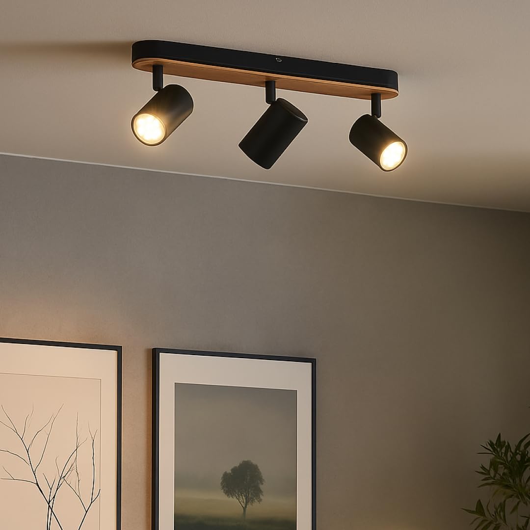 Brilliant Niels LED Spotbalken 3-flammig Schwarz Bambus GU10
