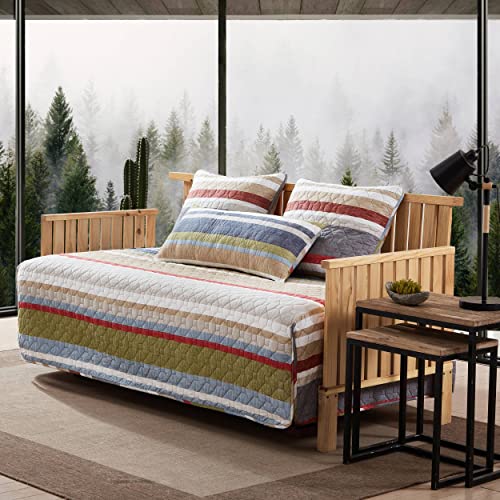 Image of Eddie Bauer- Daybed Set, 4 Piece Cotton Bedding Set, All Season Lodge Home Decor (Salmon Ladder Multi, Daybed)