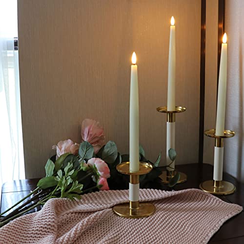 Image of Rhytsing 11.4 inch Flameless Taper Candles with Timer Function, Battery Operated Dinner Tall Candlestick Rustic Wax, Warm White LED, 2 Remotes Included - Set of 6 (Ivory)