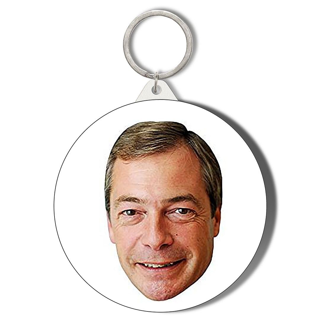 Gift Insanity White Nigel Farage Face Background 45Mm Short Chain Mirror Keyring