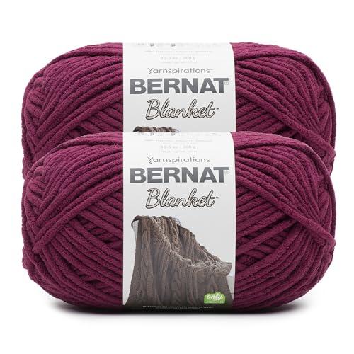 Image of Bernat Blanket BB Burgundy Plum Yarn - 2 Pack of 300g /10.5 oz - 100% Polyester - #6 Super Bulky - 220 Yards - Knitting /Crochet