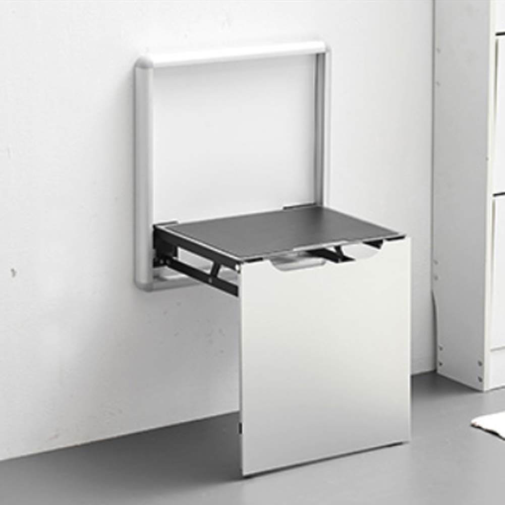 Wall mounted shoe changing stool Folding Shoe Bench Wall Mounted Stool Home Entrance Door Can Be Telescopic Invisible Wood Based Panel Mute Wall Porch Stool LEOWE (Color : Aluminum Alloy Without Armr