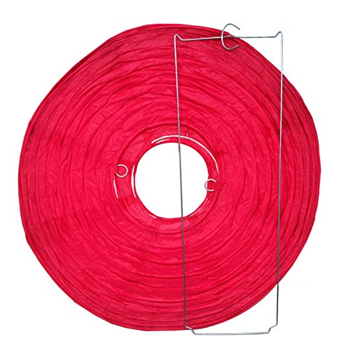 Image of Mudra Crafts 12 Inch Round Chinese Red Paper Lanterns Hanging Decor | 10 PCs, Reusable, Indoor Outdoor Decorative Lamp Shade, for Ceiling, Wedding, Shower, Party, Festival, Home Decoration