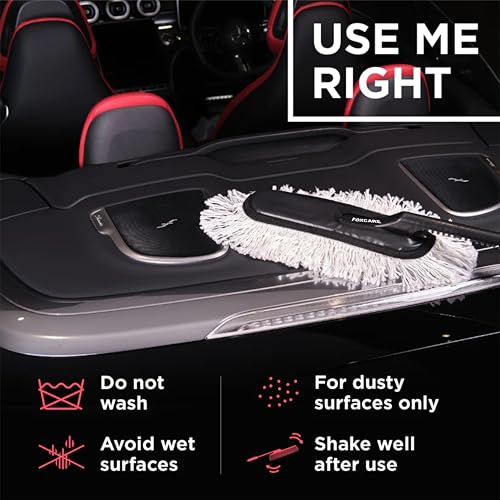 Image of Foxcare Car Duster Ceramic Wax Infused Scratch Free Microfiber Duster Easy Grip Handle Car Bike Cleaning Tool for Dust Removal (Duster Pack of 2)
