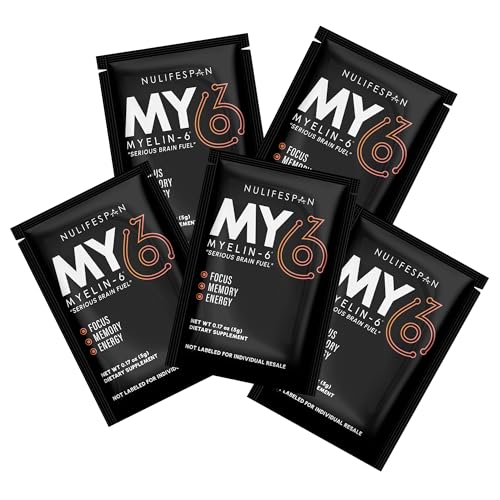 Image of Myelin-6, Sampler Pack, 5 Single Serve Packs, Focus Supplement & Brain Health with AlphaSize, Memory and Cognitive Function Support, Orange Tangerine Flavor, Gluten-Free, Non-GMO