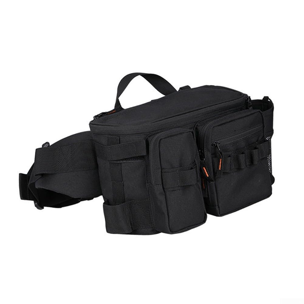 RX1911 Sac de pêche monté à la taille avec ceinture réglable en forme de V et dos en maille respirante pour un confort tout au long de la journée (grand noir)