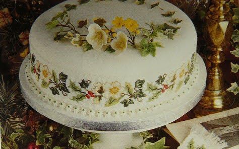 Coleshill Collection Christmas Rose and Holly Cross Stitch Cake Band Kit