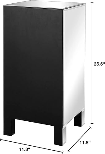 Miniatura 12 de Bonnlo Mesita de noche con espejo de 3 cajones para dormitorio, sala de estar, plata, 11.7 pulgadas de largo x 11.8 pulgadas de ancho x 23.8