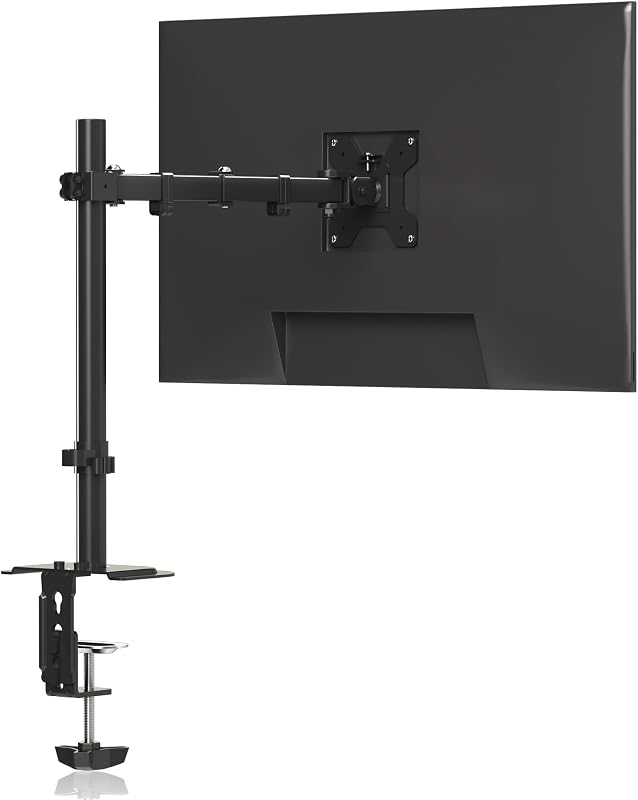 Pholiten Single Monitor Stand Desk Mount for 13-32 Inch | Heavy Duty Adjustable Monitor Desk Mount, Tilt, Swivel, Rotate, Support up to 22 lbs