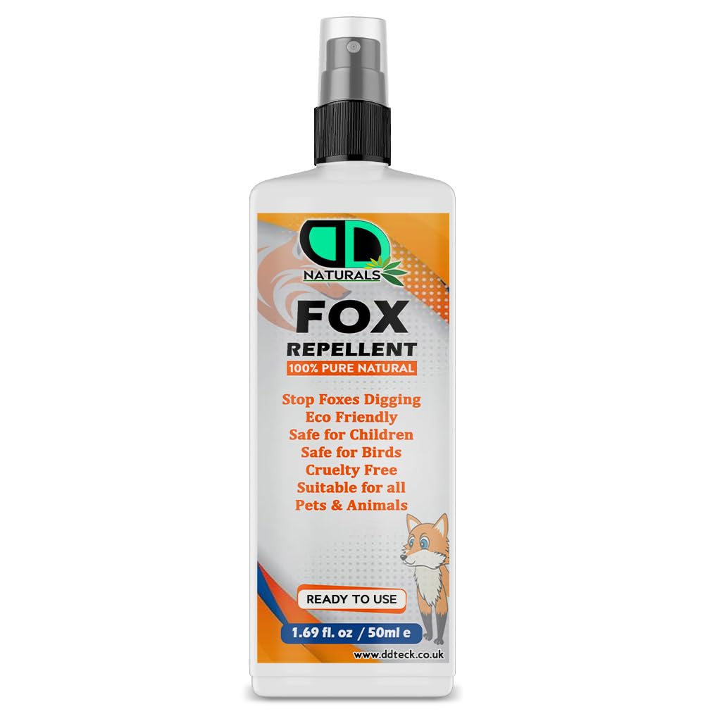 Fox Repellent Spray โ 100% Natural, Eco-Friendly, Safe for Children, Pets & Birds โ Stops Foxes Digging โ Cruelty-Free Outdoor Animal Deterrent โ Ready to Use (50ml Spray)