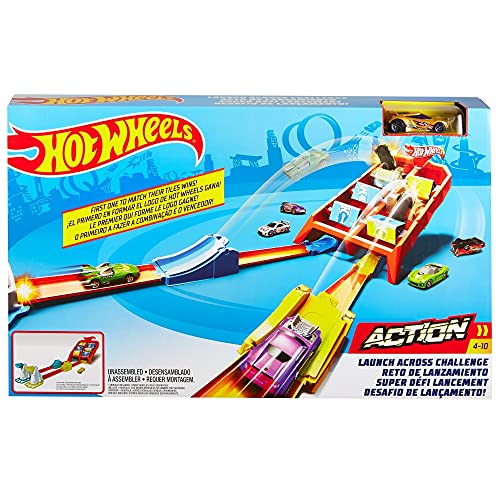 Hot Wheels Action Launch Across Challenge, Game Style Competition, 2 Tracks, 2 Launchers, 2 Ramps, Ages 4 Years And Older #TOP5