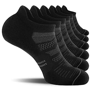CS CELERSPORT 6 Pack Men’s Running Ankle Socks with Cushion, Low Cut Athletic Sport Tab Socks