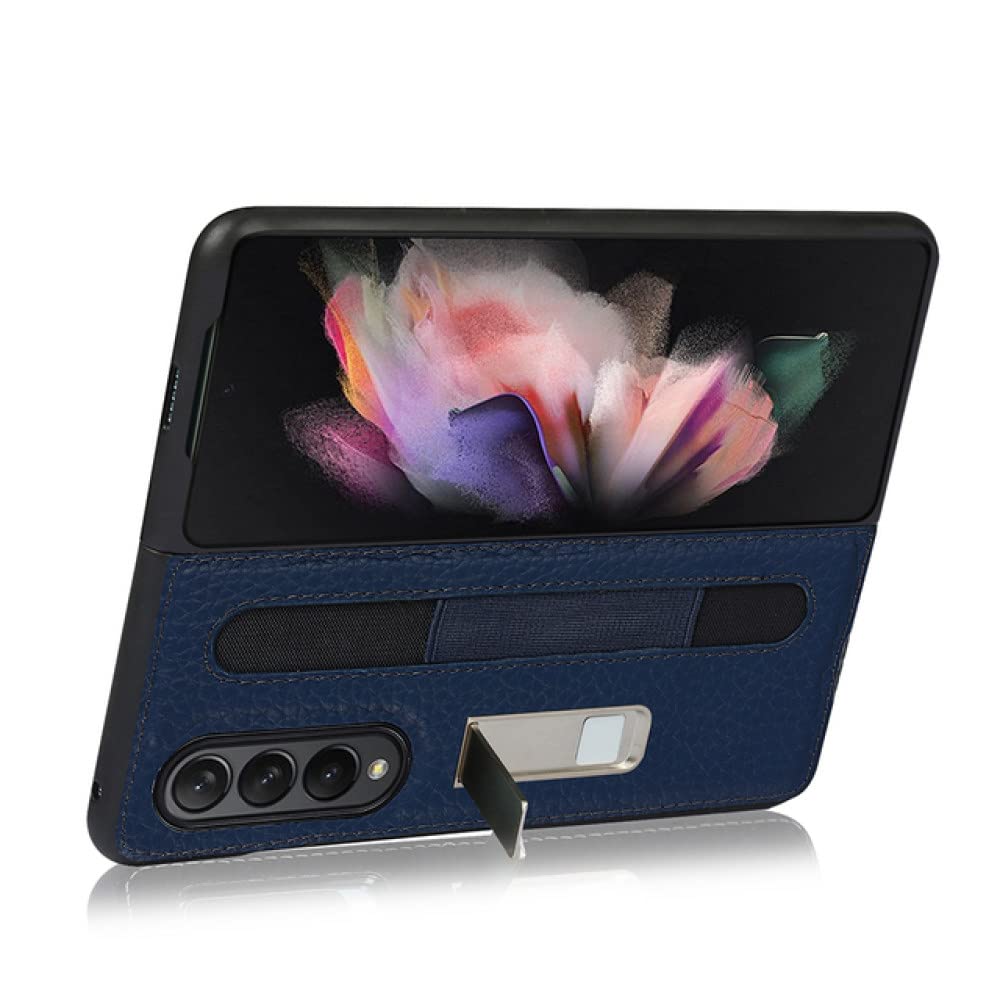 Coque en cuir Samsung Z Fold 3 haut de gamme avec porte-stylet et support - 6