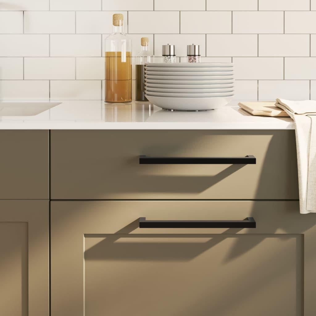 Möbelgriffe 10 Stk. Schwarz Edelstahl 224 mm Lochabstand, Schrank Schublade Tür Griff für Küche Bad Kleiderschrank Sideboard Vitrine DIY Montage